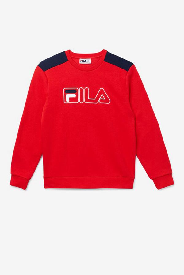 Moletons Fila Homem Vermelhas/Azul Marinho/Branco - Fila Basil 2 Crewneck Outlet Portugal,IECU-49865